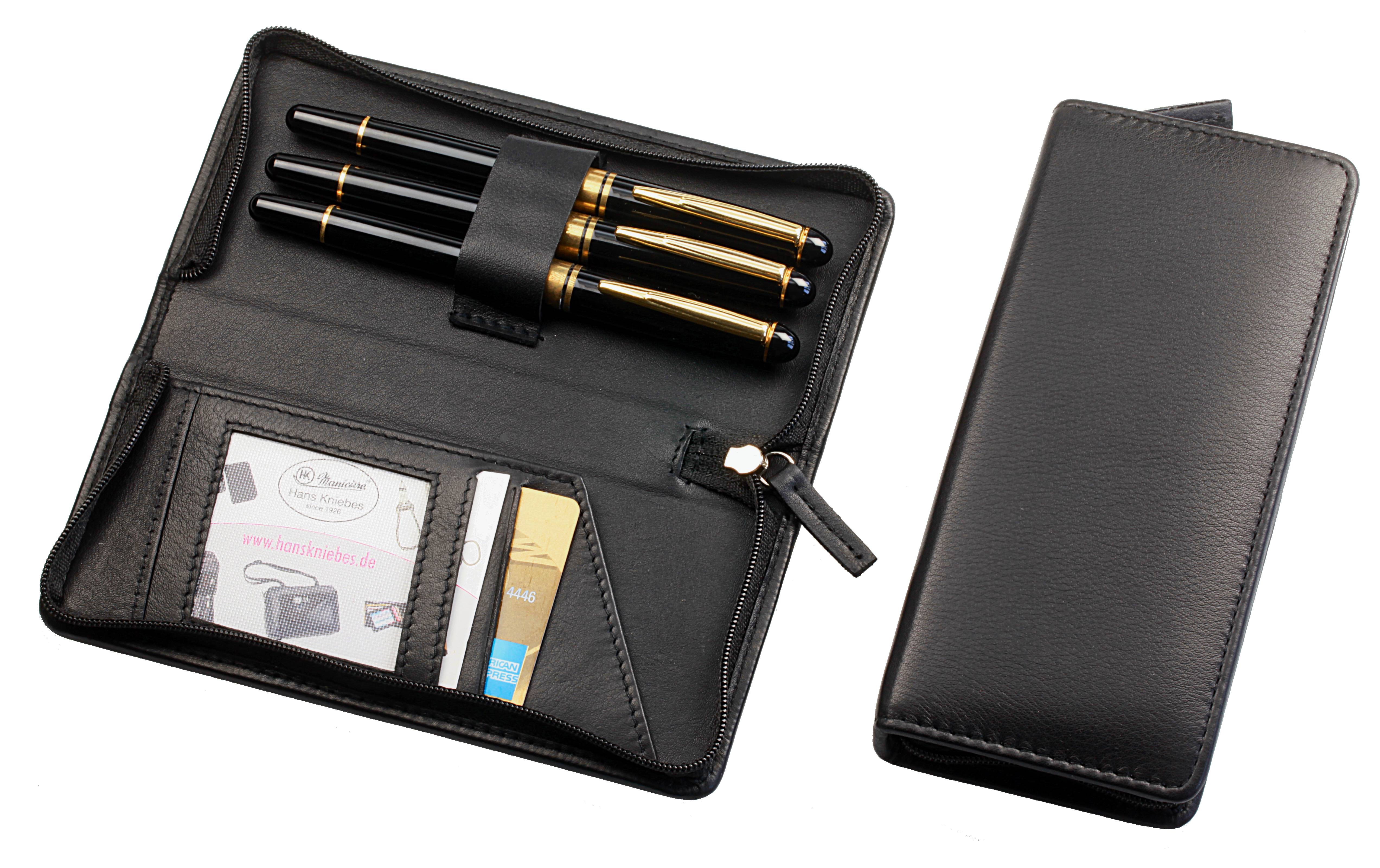 Stift-Etui mit Reißverschluss, für drei Schreibgeräte, schwarz Stift-Etui mit Reißverschluss, für drei Schreibgeräte, schwarz