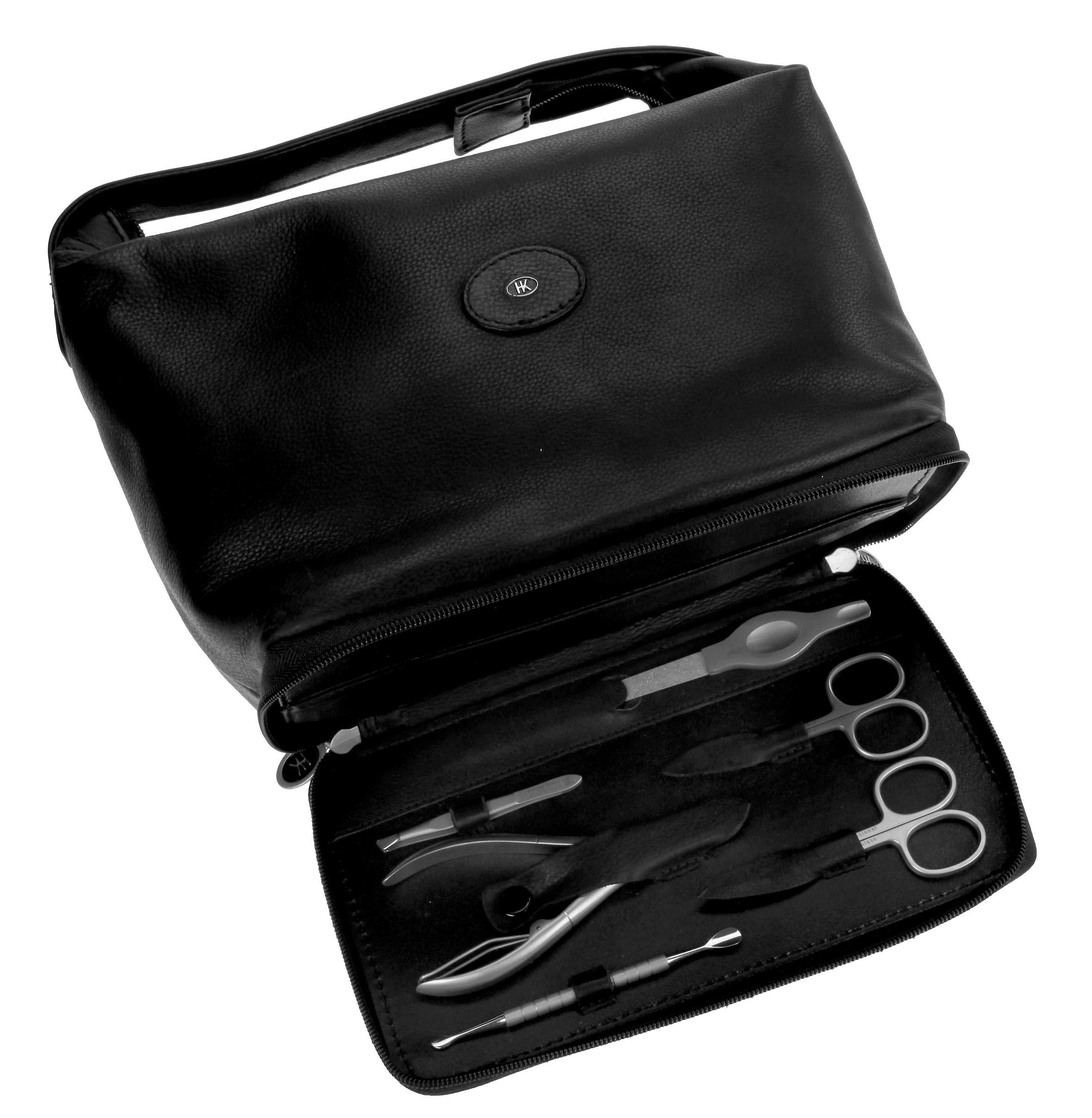 Toilette-Tasche mit 6-tlg. Manicure-Etui, schwarz, ROSTFREI Toilette-Tasche mit 6-tlg. Manicure-Etui, schwarz, ROSTFREI