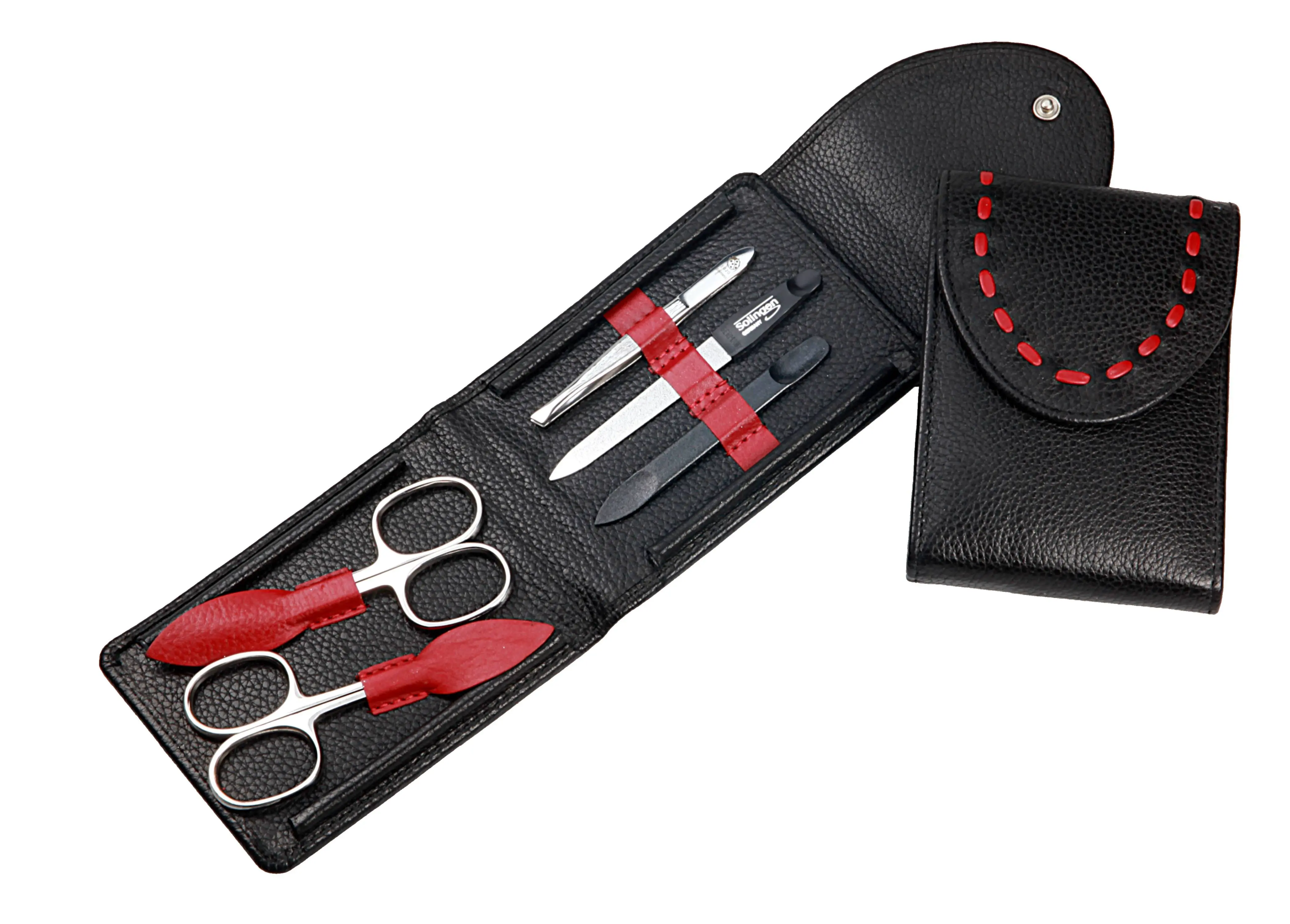 manicure set, black/red