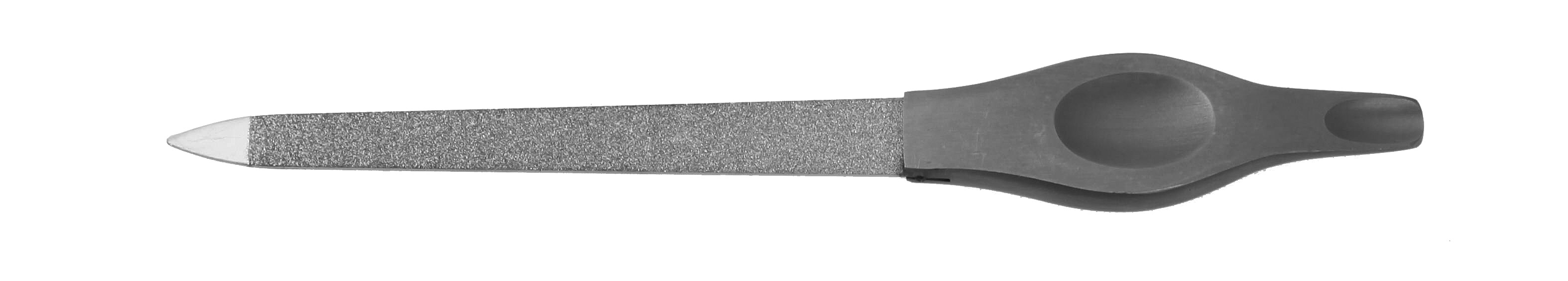Saphir-Nagelfeile, 130 mm, Belag grob/fein, spitz, Griff aus rostfreiem Edelstahl Saphir-Nagelfeile, 130 mm, Belag grob/fein, spitz, Griff aus rostfreiem Edelstahl