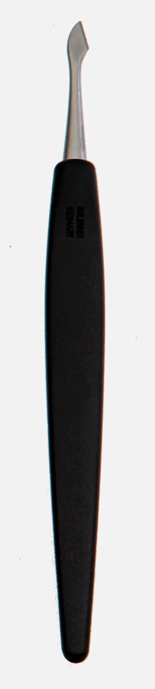 nail knife, stainless steel, matte finish, black handle
