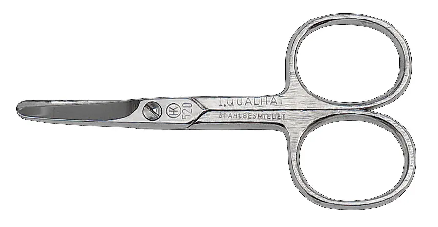 Baby-Nagelschere, gebogen, 80 mm, strichmattiert, vernickelt