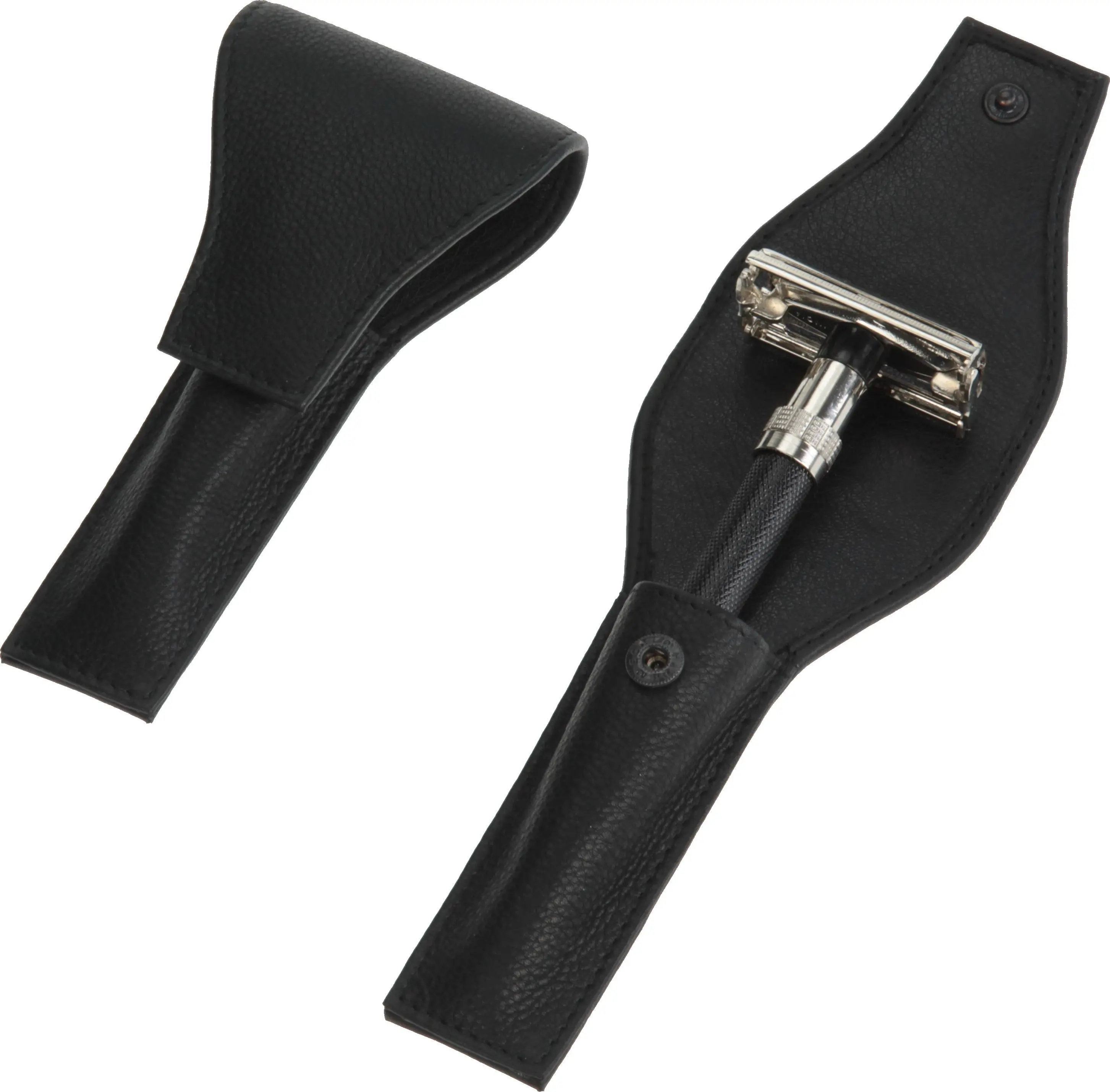 case for safety razors: Amalfi fullgrain cowhide, black
