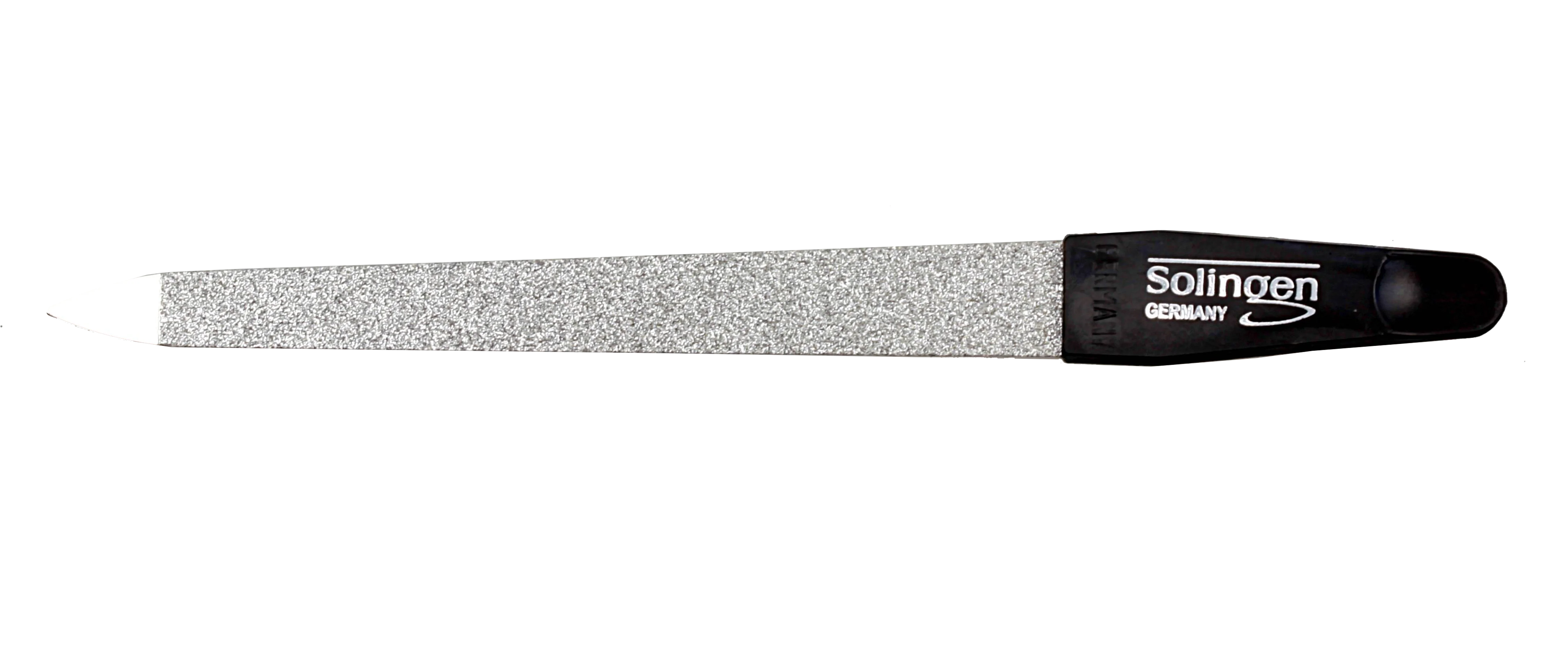 sapphire nail file, 110 mm, coarse/fine coating, chrome-plated, pointed