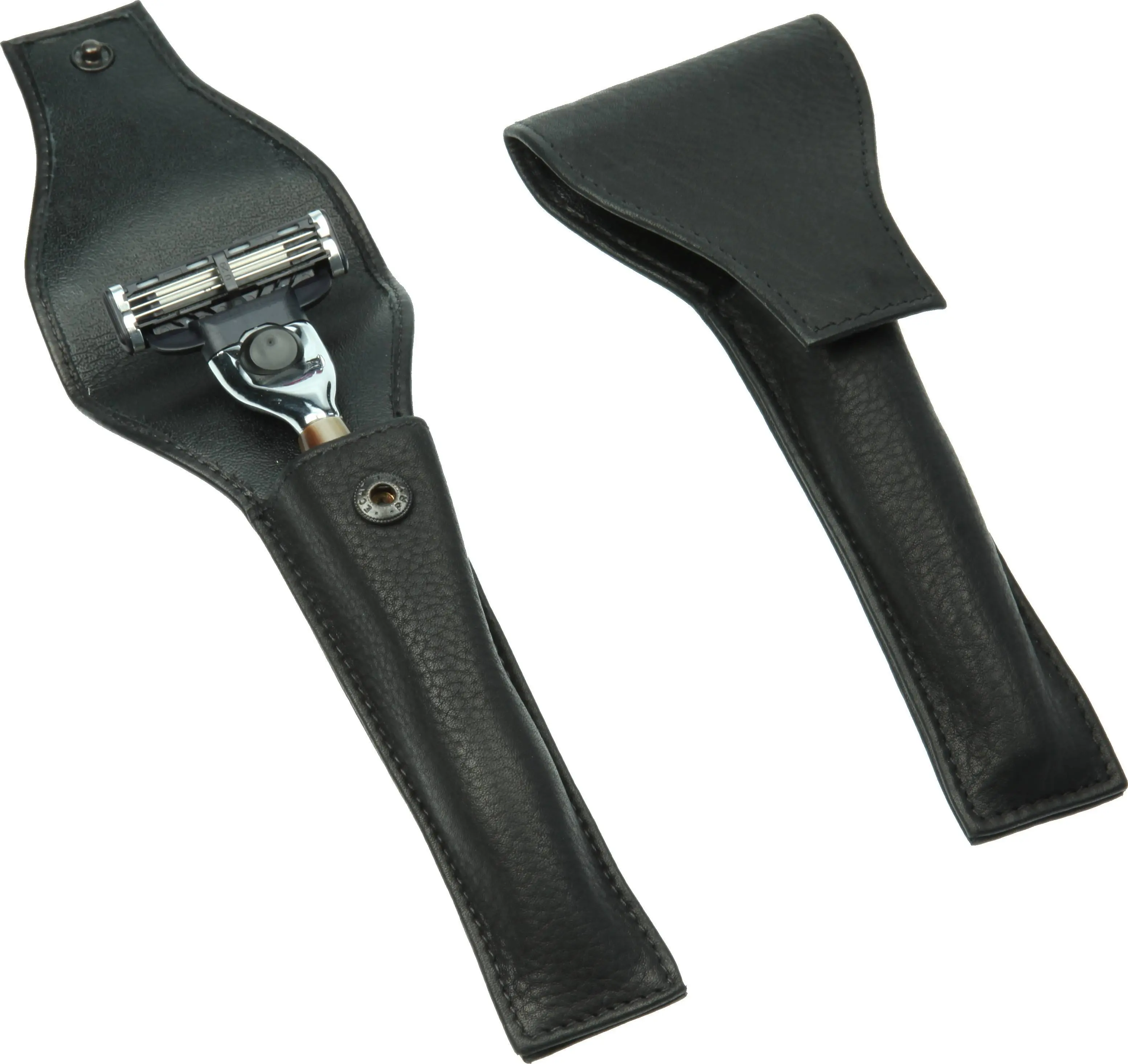 razor case: Amalfi fullgrain cowhide, black