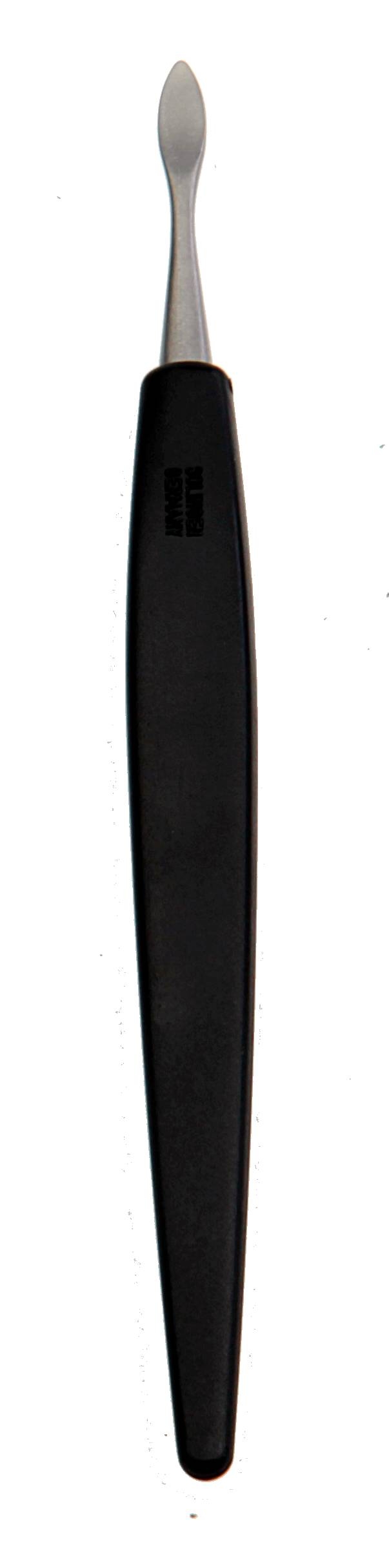 nail cleaner, stainless steel, matt finish, black handle