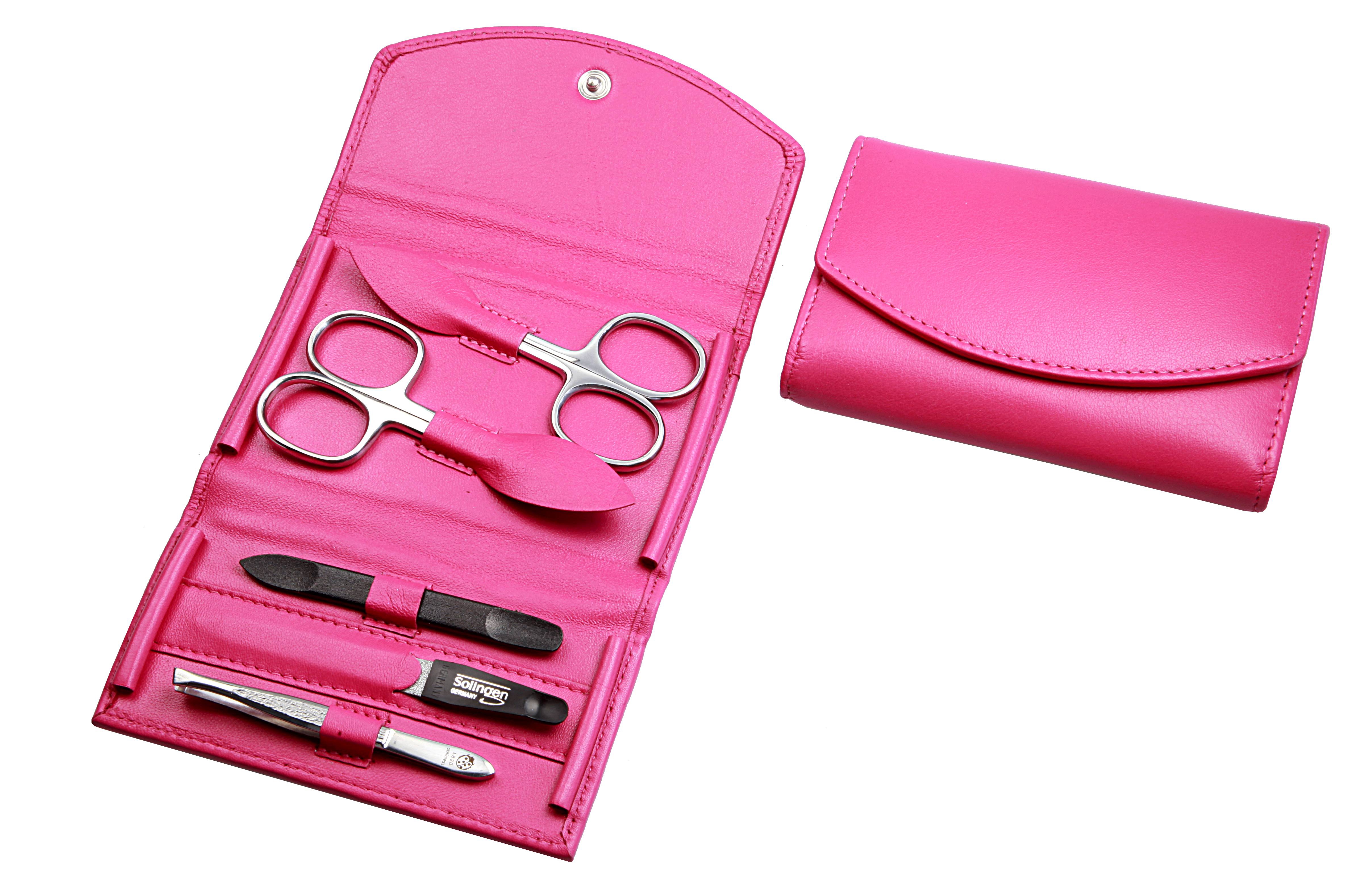 Manicure-Etui: 5-tlg. Bestückung, rostfrei-glanzpoliert; Nappa-Lammleder, pink Manicure-Etui: 5-tlg. Bestückung, rostfrei-glanzpoliert; Nappa-Lammleder, pink