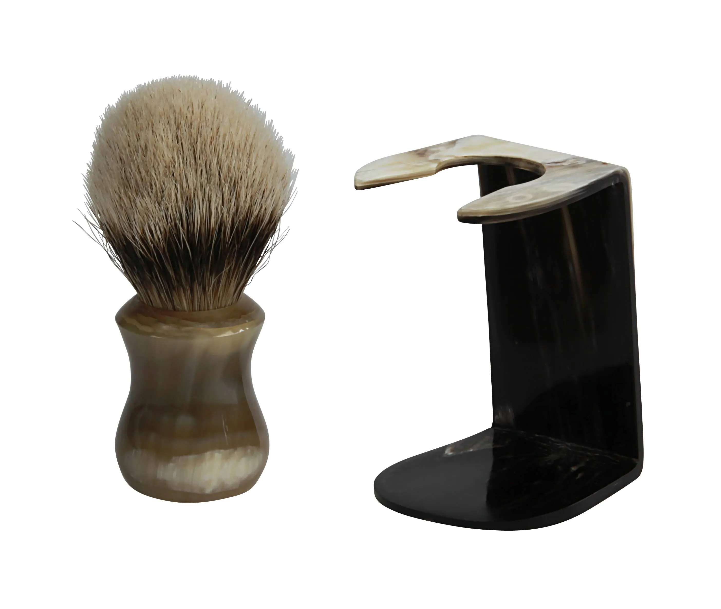 Shaving brush, genuine badger "silver tip", spherical, genuine horn handle Shaving brush, genuine badger "silver tip", spherical, genuine horn handle