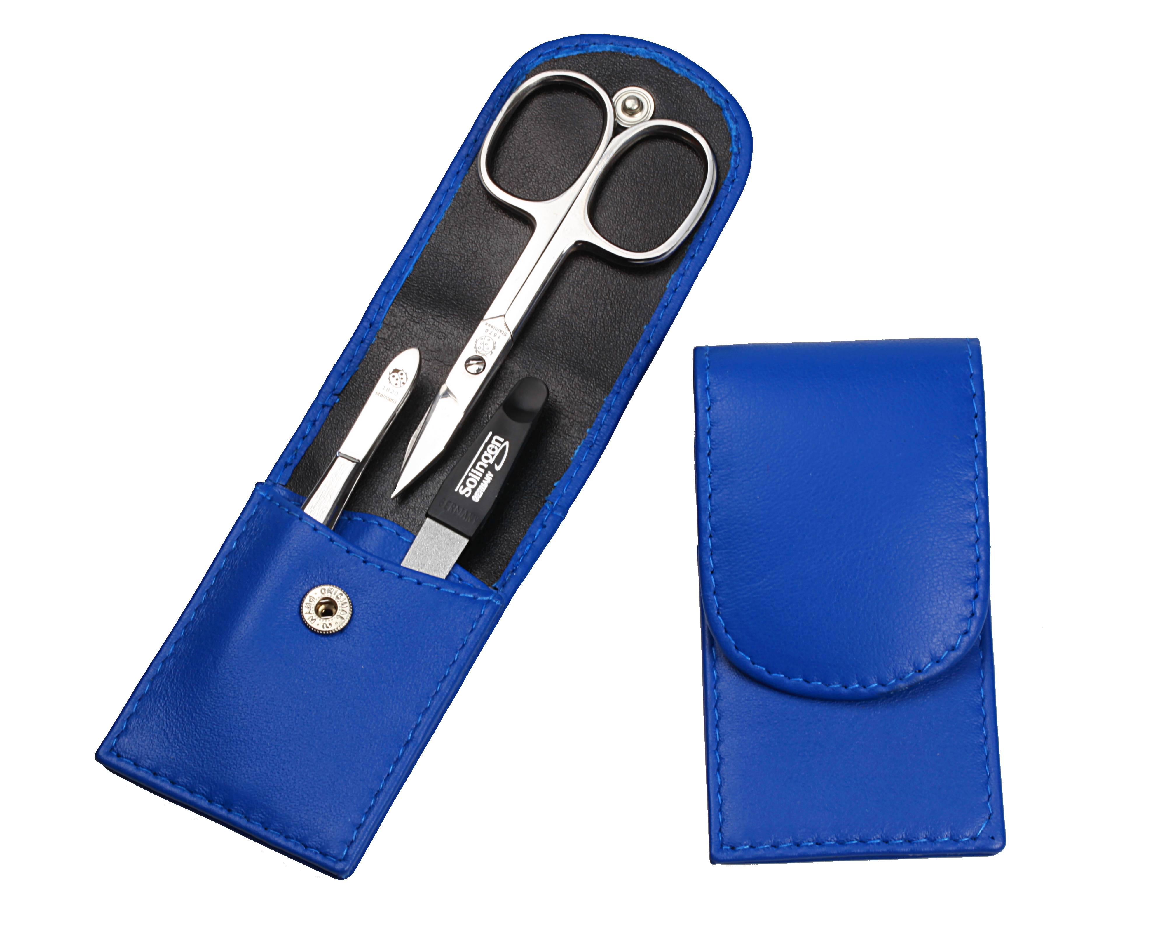 Taschenmanicure: 3-tlg. Bestückung, rostfrei-glanzpoliert; Napa-Lammleder, kobaltblau Taschenmanicure: 3-tlg. Bestückung, rostfrei-glanzpoliert; Napa-Lammleder, kobaltblau