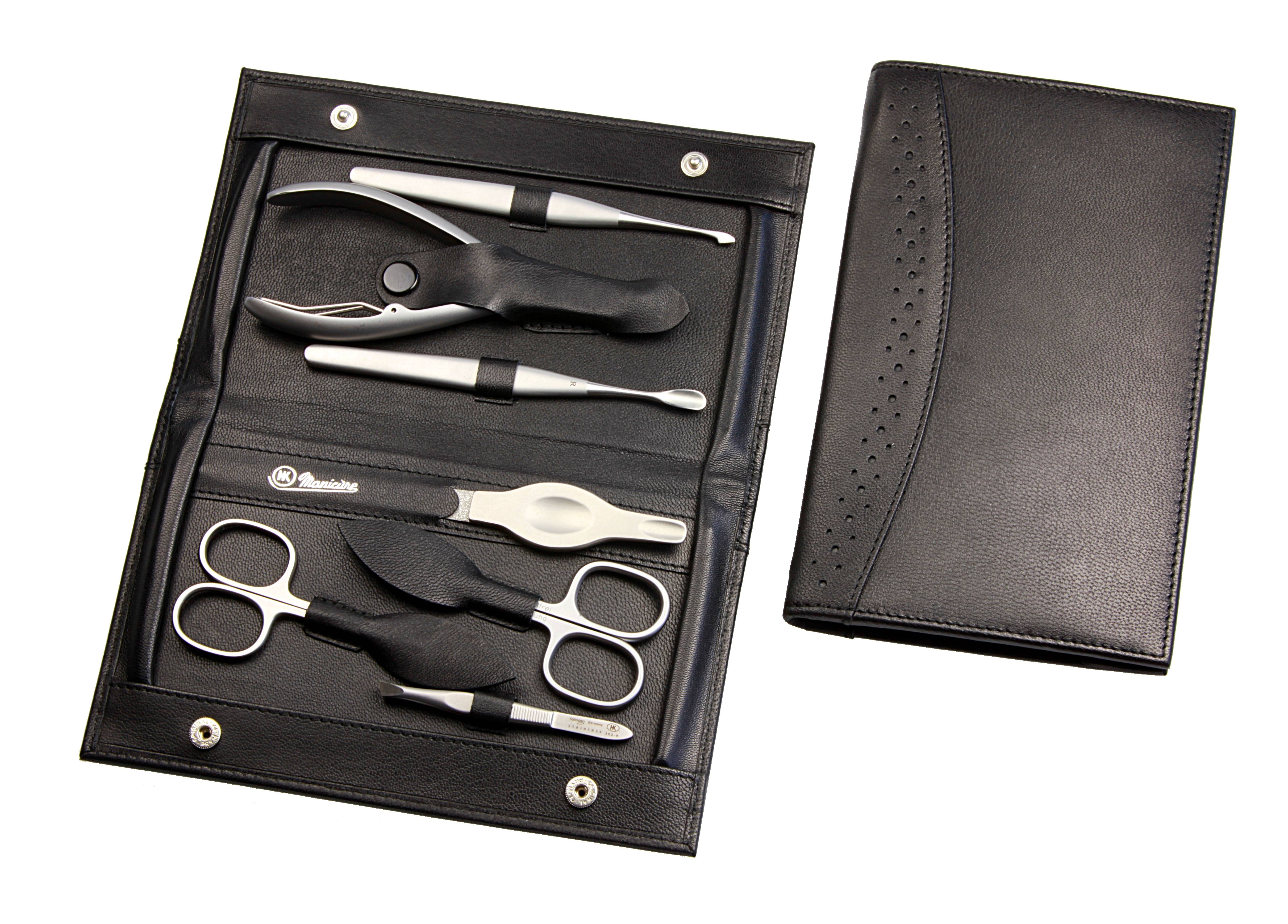 Manicure-Etui: 7-tlg., rostfrei-edelmattiert; Nappa-Ziegenleder, schwarz Manicure-Etui: 7-tlg., rostfrei-edelmattiert; Nappa-Ziegenleder, schwarz
