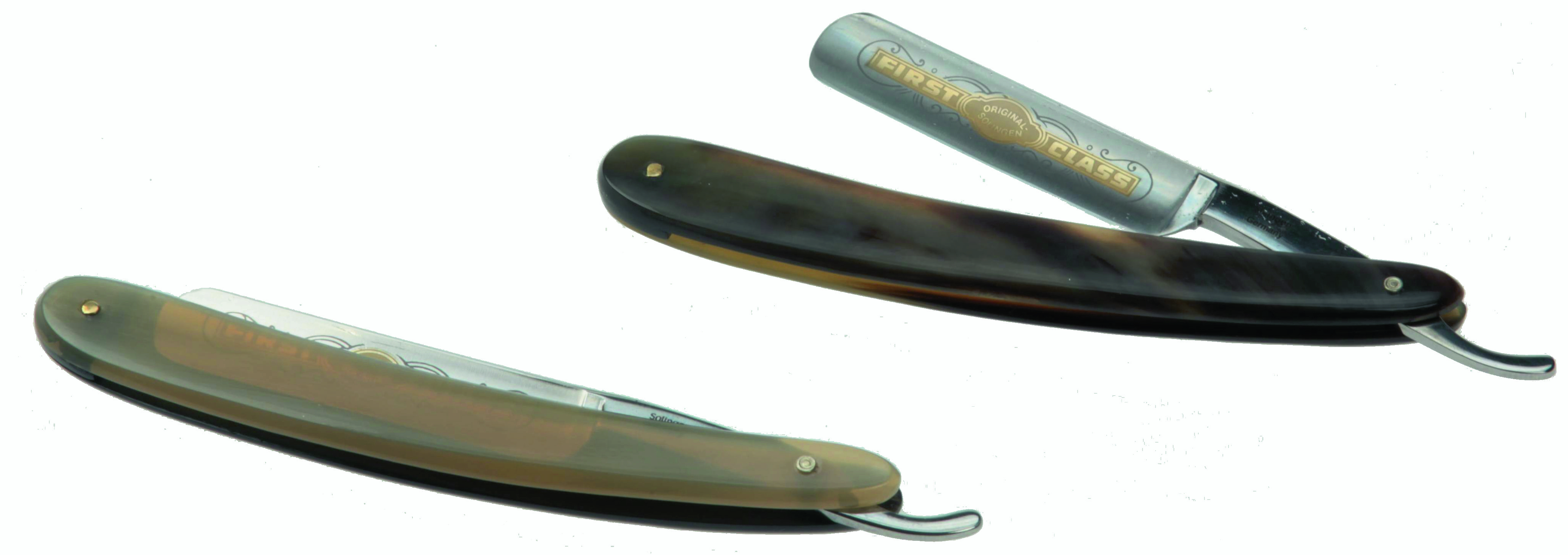 straight razor, 5/8 inch, hollow; handles made of genuine horn; with leather case straight razor, 5/8 inch, hollow; handles made of genuine horn; with leather case