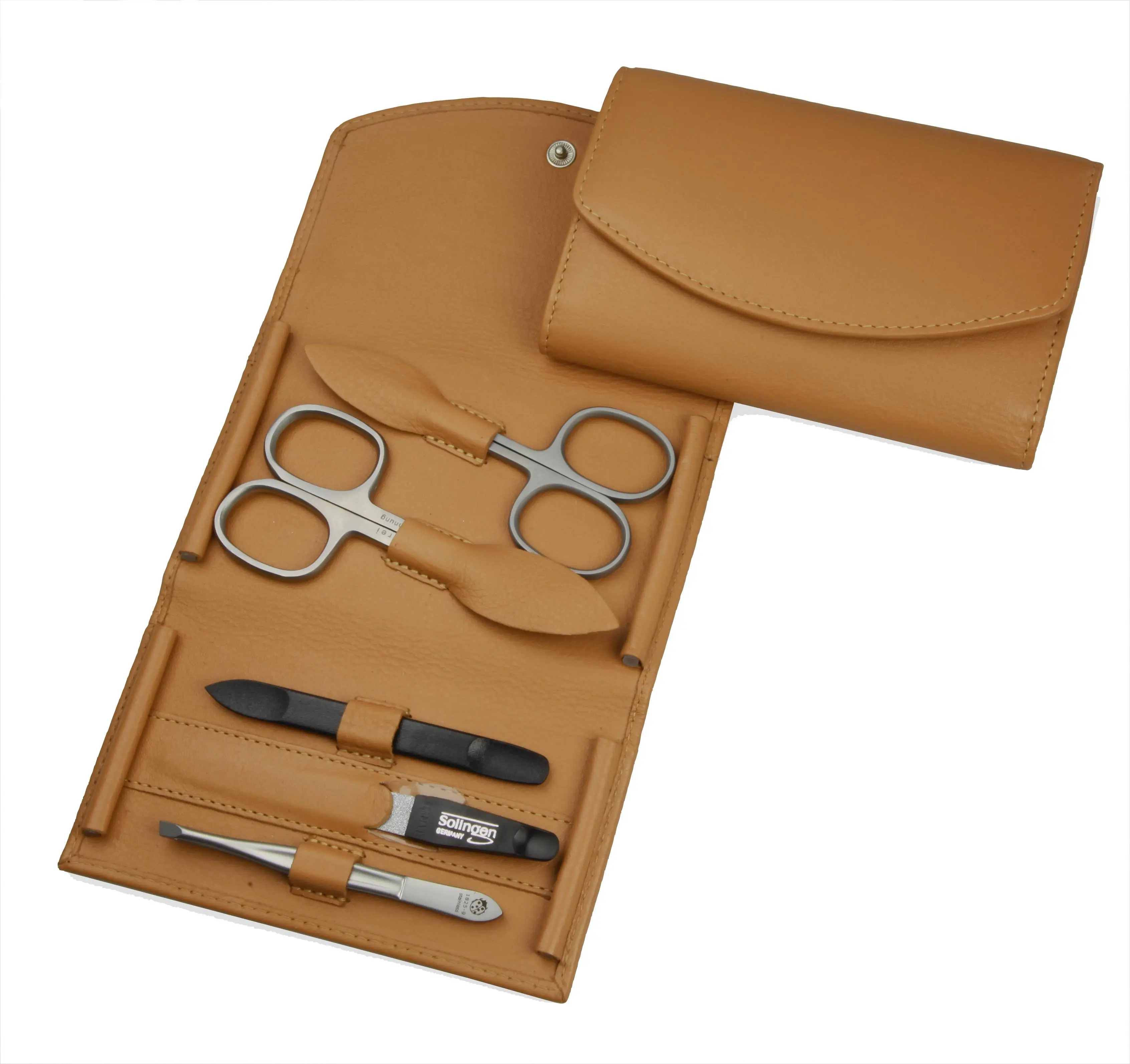 manicure set: 5 implements, stainless steel, matt finish; buffalo leather, sand beige manicure set: 5 implements, stainless steel, matt finish; buffalo leather, sand beige