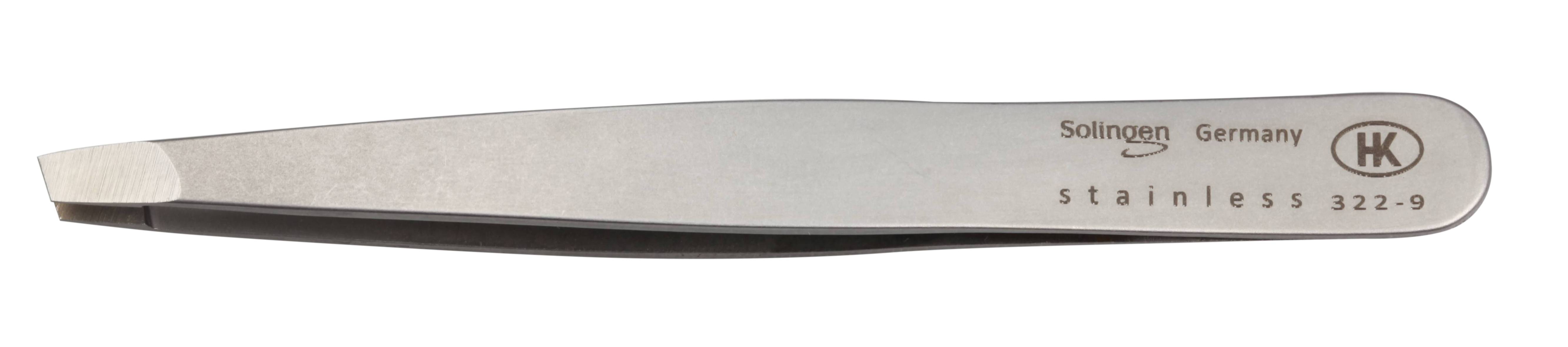 Pinzette, schräg, 90 mm, breites Modell, rostfrei-edelmattiert Pinzette, schräg, 90 mm, breites Modell, rostfrei-edelmattiert