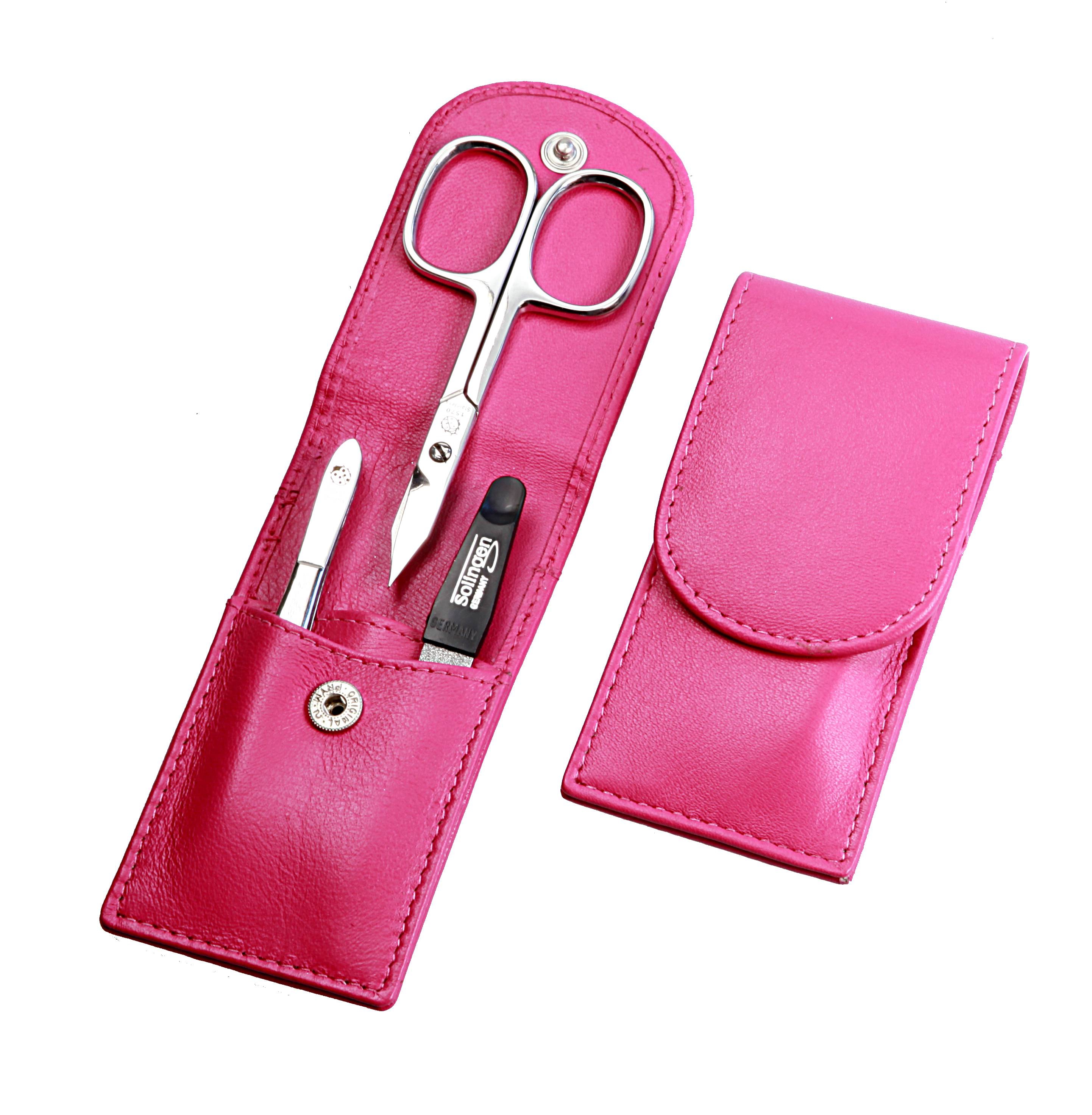 Taschenmanicure: 3-tlg. Bestückung, rostfrei-glanzpoliert; Nappa-Lammleder, pink Taschenmanicure: 3-tlg. Bestückung, rostfrei-glanzpoliert; Nappa-Lammleder, pink